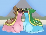 big_breasts blush breasts busty_feral duo female feral looking_at_viewer non-mammal_breasts outside romantic romantic_couple sky smile water ole nintendo pokemon east_sea_gastrodon gastrodon gastropod generation_4_pokemon marine mollusk pokemon_(species) west_sea_gastrodon