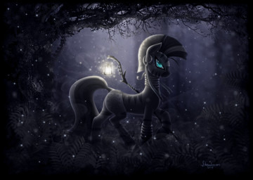 amazing_background blue_eyes casual_nudity cutie_mark detailed_background ear_piercing female feral fur grey_body grey_fur grey_hair hair hooves lamp lantern looking_at_viewer neck_ring night nude outside piercing solo standing white_body white_fur white_hair shaadorian friendship_is_magic hasbro my_little_pony zecora_(mlp) equid equine mammal zebra 2015 absurd_res detailed hi_res