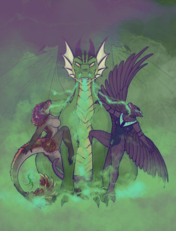 ambiguous_gender anthro anthro_on_feral bestiality collar female female/ambiguous female_on_feral feral genitals group holidays horror_(theme) leaning male pinup_poster poison poison_gas pose slave smoke smoke_from_mouth smoke_from_nose trio vulva dragonlovers natoli halloween mythology diana_the_dragoness lyrenstraz umbralant dragon mythological_creature mythological_scalie scalie absurd_res hi_res pinup