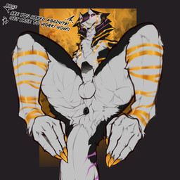 animal_genitalia anthro anus butt embarrassed genitals male nude penile_spines penis piercing presenting presenting_hindquarters puffy_anus sheath solo tail text allanthesergal52 kaikyo sergal 1:1 absurd_res hi_res