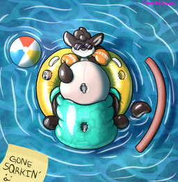 anthro ball beach_ball belly beverage_can big_belly diaper female grin grinning_at_viewer inflatable inflatable_diaper inflation pool_float pool_noodle pool_toy pooltoy_transformation post-it_note smile smiling_at_viewer solo swimming water flavorfulsweets mammal mustelid otter hi_res