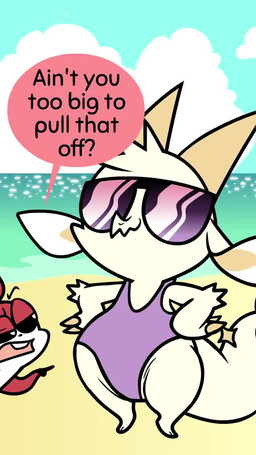 ambiguous_feral ambiguous_gender anthro beach bikini clothed clothing dialogue duo eyewear fat_shaming feral frown gesture hand_gesture male one-piece_swimsuit pointing pointing_at_another seaside smile solo sound_effects speech_bubble sunglasses swim_ring swimwear text thick_thighs two-piece_swimsuit kyrakupetsky christina_vee_valenzuela_(va) nick_butera_(va) chikn_nuggit mythology fwench_fwy_(chikn_nuggit) hawt_saus_(chikn_nuggit) dragon mammal mythological_creature mythological_scalie rodent scalie sciurid tree_squirrel 2021 2d_animation 9:16 animated digital_media_(artwork) english_audio english_text short_playtime sound video voice_acted nonbinary_(lore)