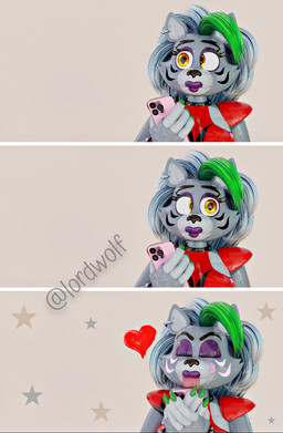 4_fingers anthro black_nose breasts claws clothed clothing ear_piercing ear_ring eyebrows female fingers glistening glistening_body green_claws green_highlights grey_hair hair highlights_(coloring) lipstick looking_at_viewer machine makeup piercing pointy_ears prick_ears purple_lipstick ring_piercing solo yellow_eyes lordwolf five_nights_at_freddy's five_nights_at_freddy's:_security_breach scottgames snoot_challenge steel_wool_studios roxanne_wolf roxanne_wolf_(coolioart) animatronic canid canine canis mammal robot robot_anthro wolf 2025 3d_(artwork) absurd_res digital_media_(artwork) hi_res meme
