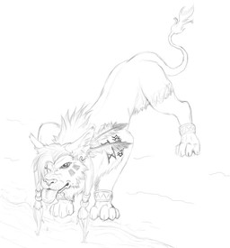 bangle bracelet drinking ear_piercing feathers feral fur hair jewelry male piercing scar simple_background solo tattoo tongue tongue_out water wet_hair that_darn_jackal final_fantasy final_fantasy_vii square_enix red_xiii canid mammal hi_res monochrome sketch