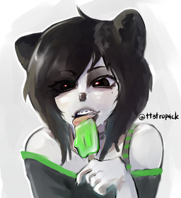 anthro dessert femboy food ice_cream licking male melting solo tongue tt3trop4ck mammal mephitid skunk absurd_res hi_res