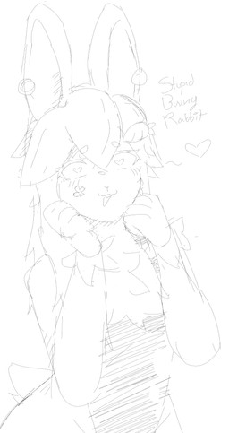 anthro blush blush_lines buckteeth chest_tuft clothing ear_piercing ear_ring female hair heart_eyes heart_symbol leotard long_ears long_hair open_mouth piercing ring_piercing simple_background solo teeth text tuft eepsoft ley_(eepsoft) lagomorph leporid mammal rabbit absurd_res english_text hi_res monochrome sketch male_(lore)