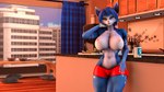 anthro big_breasts blue_body blue_fur blue_hair bottomwear breasts butt camel_toe clitoris_outline clothed clothing ears_up eyes_closed female fur hair hotpants huge_breasts nipples nude shorts smile soft_abs solo topless gomifox warfaremachine_(modeler) nintendo star_fox krystal_(star_fox) warfare_krystal canid canine fox mammal 16:9 3d_(artwork) digital_media_(artwork) hi_res source_filmmaker_(artwork) widescreen