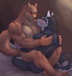 2014 absurd_res anal anal_penetration anthro anthro_on_anthro bed biceps big_muscles black_body black_fur black_nose blue_eyes blush bodily_fluids brown_body brown_fur butt canid canine canis chest_tuft countershading domestic_dog duo embrace eyes_closed from_front_position fur furniture grey_body grey_fur grin hand_on_shoulder hi_res husky istani kuugo_(lagoon_lounge) lagoon_lounge leg_wrap lotus_position male male/male male_on_bottom male_on_top male_penetrated male_penetrating male_penetrating_male mammal muscular muscular_male nordic_sled_dog nude on_bottom on_top open_mouth pecs penetration purple_eyes romantic romantic_couple saliva scar sex sitting smile spitz spread_legs spreading straddling tan_body tan_fur teeth tongue tongue_out tuft wolf yuujirou_urushi