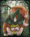 accidental_bondage anthro anus awkward bdsm black_border blue_eyes blurred_background bondage border bound branch claws clothing dipstick_tail feet female female_anthro finger_claws fluffy fluffy_tail forest forest_background fur genitals green_clothing laugh looking_at_viewer markings nature nature_background one_eye_closed oops open_mouth open_smile orange_body orange_fur pink_nose plant pussy restraints rope rope_bondage slim slim_anthro slim_female smile snout solo tail tail_markings toe_claws torn_clothing tree upside_down wink winking_at_viewer saintmarmo dota valve hoodwink_(dota) mammal rodent sciurid tree_squirrel 2025 digital_media_(artwork) full-length_portrait hi_res portrait smaller_version_at_source