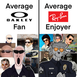 accessory anthro aviator_glasses car clothing electronics eyewear glasses group male meme_face meme_pose necktie police police_car police_uniform police_vehicle radio sunglasses uniform vehicle gentlemanquentin average_fan_vs._average_enjoyer cavemanon_studios chips_(tv_show) ford_crown_victoria grand_theft_auto grand_theft_auto_iv grand_theft_auto_v i_wani_hug_that_gator oakley_(eyewear) ray-ban rockstar_games christopher_moltisanti_(the_sopranos) douglas_macarthur elvis_presley frank_poncherello_(chips) freddie_mercury inco_(iwhtg) lspd_officer_(gtav) lucas_hawes_(gentlemanquentin) niko_bellic bobcat felid feline human humanoid lynx mammal 1:1 collage_(artwork) hi_res