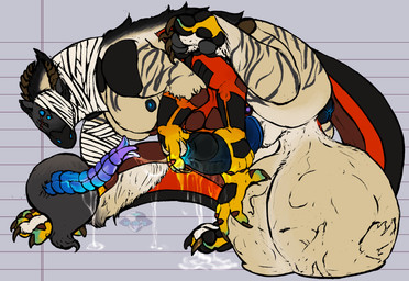 anthro anus ball_vore balls balls_expansion bent_legs bodily_fluids butt cock_vore cum cum_on_face double_penetration dripping duo expansion genital_expansion genital_fluids genitals handjob handjob_from_behind handjob_while_penetrated handjob_while_penetrating in_penis inside_balls internal leaking_precum male male/male male_penetrated male_penetrating male_penetrating_male markings nipples penetrating_while_penetrated penetration penile penis precum precum_drip precum_everywhere precum_on_ground precum_on_own_penis precum_on_penis precum_string raised_leg raised_tail sex size_difference tail tail_genitals tail_markings tail_penis tail_penis_in_pussy tail_tuft tail_vulva tuft unusual_anatomy unusual_genitalia_placement unusual_penis_placement unusual_tail unusual_vulva_placement vaginal vaginal_penetration vore vulva yonnixart centignoll_(demon1forestrp) ignus_(ignus_vam) alien arthropod avian bird centipede gnoll hyena ignamevam mammal myriapod absurd_res hi_res