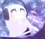 ambiguous_gender ambiguous_penetration balls blush bodily_fluids cosmic_background duo electronics faceless_character genital_fluids genitals headphones looking_down male narrowed_eyes penetration penis zonuthezombie undertale undertale_(series) napstablook ghost humanoid spirit censored hi_res