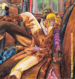 anthro anthro_on_anthro anthro_penetrated anthro_penetrating anthro_penetrating_anthro anus arms_tied backpack backseat balls baseball_cap belt black_body black_fur black_nose blonde_hair bound brown_body brown_fur butt car cloth_gag clothing countershading discarded_clothing dominant dominant_male duo erection eyebrows eyes_closed female female_penetrated forced fur furgonomic_piercing furgonomics gag gagged genitals hair hands_behind_back hat headgear headwear inside_car inside_vehicle interspecies lying makeup male male/female male_penetrating male_penetrating_female markings mostly_nude multicolored_body multicolored_fur nude on_side open_mouth panties penetration penile penile_penetration penis penis_in_vagina piercing raised_leg rape rope sex sex_in_car shirt short_tail spots spotted_body spotted_fur submissive submissive_female tail tail_piercing topwear two_tone_body two_tone_fur underwear vaginal vaginal_penetration vehicle vulva coyotek geno_e._vefa_(coyotek) canid canine canis domestic_cat domestic_dog felid feline felis mammal crayon_(artwork) hi_res mixed_media painting_(artwork) pen_(artwork) traditional_media_(artwork) traditional_painting_(artwork) traditional_watercolor_(artwork) watercolor_(artwork)