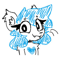 :3 anthro arm_tuft big_ears big_eyes biped blue_hair ear_tuft eye_through_hair eyebrow_through_hair eyebrows eyelashes eyelashes_through_hair fangs female fur hair inner_ear_fluff round_ears shoulder_tuft simple_background small_nose smile snaggle_tooth snout solo teeth translucent translucent_hair tuft white_background white_body white_fur white_inner_ear_fluff fidelbon sumthy_(fidelbon) domestic_ferret mammal mustelid musteline true_musteline weasel 1:1 2026 digital_drawing_(artwork) digital_media_(artwork) half-length_portrait icon low_res microsoft_paint_(artwork) portrait sketch