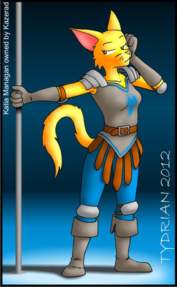 anthro armor female pole solo tail tydrian microsoft prequel_adventure the_elder_scrolls katia_managan domestic_cat felid feline felis khajiit mammal 2012