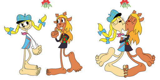 big_feet blonde_hair buckteeth deep_kiss dorky entwined_toes eyelashes feet feet_together female female/female foot_fetish foot_on_foot footsie freckled_face freckles hair holidays hug humanoid_feet kissing lips long_eyelashes mistletoe plant plantigrade teeth thick_lips toony mepwep cartoon_network christmas deltarune foster's_home_for_imaginary_friends undertale_(series) eurotrish noelle_holiday deer imaginary_friend mammal hi_res