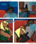 anthro canid canine colonel_klink comic dialogue duo english_text equid equine erection fellatio genitals handjob hi_res horse isaac_(colonel_klink) kissing male male/male male_penetrated male_penetrating male_penetrating_male mammal oral penetration penile penis public sex simple_background text