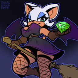 6_limbs anthro bat_wings belt big_breasts big_butt big_ears black_clothing black_panties black_underwear blue_eyeshadow boots breasts broom broom_riding butt cleaning_tool clothing eyelashes eyeshadow female fishnet_clothing fishnet_legwear fishnet_thigh_highs footwear fur green_chaos_emerald green_eyes holding_jewelry holding_object huge_hips jewelry legwear long_eyelashes looking_at_viewer looking_down looking_down_at_viewer low-angle_view makeup membrane_(anatomy) membranous_wings navel_outline nipple_outline panties shoes simple_background small_waist smile smiling_at_viewer solo tan_body tan_skin thick_eyelashes thick_thighs thigh_highs tight_clothing underwear white_body white_fur wide_hips wings witch_costume xylas sega sonic_the_hedgehog_(series) rouge_the_bat bat mammal 1:1 2025 dated signature