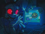 anthro big_bow bow_(feature) bow_accessory bow_in_back buckteeth clothing computer costume electronics female food fursuit headgear headphones headset keyboard looking_aside neck_bow open_mouth open_smile pizza plushie red_eyes smile solo stitch_(sewing) teeth whiskers skylordlysander five_nights_at_freddy's five_nights_at_freddy's:_security_breach scottgames steel_wool_studios vanny_(fnaf) lagomorph leporid mammal rabbit 2021 4:3 absurd_res digital_media_(artwork) hi_res