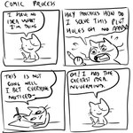 4_panel_comic ambiguous_gender anthro black_eyes black_nose black_text closed_smile dialogue dot_eyes exclamation_point eyebrows holding_object holding_pen looking_at_object mouth_closed open_mouth paper paws pen simple_background smile solo speech_bubble talking_to_self teeth text tongue whiskers white_background white_sclera flavia-elric domestic_cat felid feline felis mammal 1:1 2019 black_and_white comic digital_media_(artwork) english_text hi_res monochrome