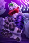 4_toes anthro barefoot big_breasts breasts claws clothed clothing ear_piercing ear_ring feet female foot_focus fur hair looking_at_viewer machine nipples pawpads paws piercing plantigrade ring_piercing smile soles solo tail toe_claws toes cocicka conditional_dnp five_nights_at_freddy's five_nights_at_freddy's:_security_breach scottgames steel_wool_studios roxanne_wolf animatronic canid canine canis mammal robot wolf 2:3 hi_res shaded