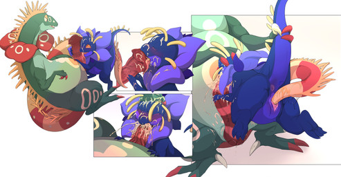 2_toes 3_toes anthro bodily_fluids comic_panel cum cum_in_mouth cum_inside cum_on_face dorsal_ridge duo erection eyes_closed feet fellatio female flared_penis genital_fluids genitals head_grab larger_male male male/female markings messy oral penetration penile penis plant sex size_difference smaller_female striped_genitalia striped_markings striped_penis striped_tail stripes tail tail_fetish tail_grab tail_in_vagina tail_insertion tail_markings tail_play toes unusual_anatomy vaginal vaginal_fluids vaginal_penetration shebeast floraverse mythology nymlus wilburforce_(graedius) dragon elemental_creature flora_fauna frilled_petal_dragon mythological_creature mythological_scalie scalie absurd_res comic hi_res