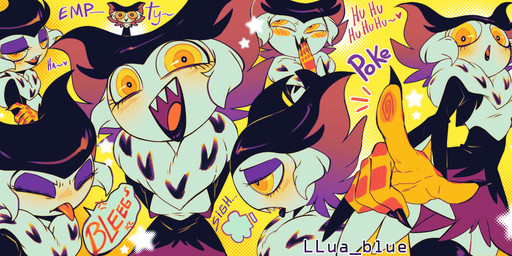 anthro blush expressions female lipstick makeup solo text tongue tongue_out yellow_eyes g-blue16 odeth_poensis avian bird owl absurd_res hi_res