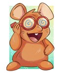 4_fingers anthro biped brown_body chibi eyewear fingers glasses humanoid_hands solo ritix gamba_no_bouken gamba_no_bouken_(series) gakusha mammal mouse murid murine rodent 2020 absurd_res hi_res