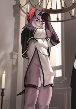 anthro biped bulge claws clothed clothed_anthro clothed_male clothing fingers front_view fur genitals inside male penis smile solo standing teeth spuydjeks miles_(spuydjeks) bat mammal 2026 digital_drawing_(artwork) digital_media_(artwork) hi_res