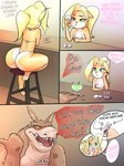 3:4 absurd_res activision alcohol anthro applespicex bandicoot bar bar_stool beverage big_butt bikini bikini_thong blonde_hair blood bodily_fluids breasts butt canid canine canis clothing coco_bandicoot comic crash_bandicoot_(series) crocodile crocodilian crocodylid dialogue dingo dingodile english_text female furniture gesture hair hi_res hybrid long_hair male mammal marsupial pawpads ponytail reptile scalie sharp_teeth sitting small_breasts stool swimwear tailless teeth text thick_thighs tissue waving wide_hips