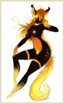 5:8 anthro bioluminescence border breasts female feralise glowing looking_at_viewer nimbus_(feralise) nipples nude simple_background solo tail white_background yellow_border