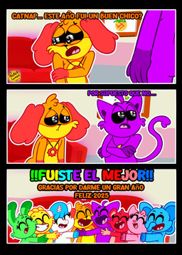 anthro blue_body female green_body group happy holidays horn hug male orange_body pink_body purple_body red_body smile text white_body yellow_body rocketlennon mob_entertainment mythology new_year poppy_playtime smiling_critters bobby_bearhug bubba_bubbaphant catnap_(poppy_playtime) craftycorn dogday_(poppy_playtime) hoppy_hopscotch kickinchicken pickypiggy avian bear bird canid canine canis chicken domestic_cat domestic_dog domestic_pig elephant elephantid equid equine felid feline felis galliform lagomorph leporid mammal mythological_creature mythological_equine phasianid proboscidean rabbit suid suine sus_(pig) unicorn absurd_res hi_res spanish_text