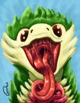 feral long_tongue mouth_shot open_mouth solo tongue tongue_out gyrotech watermelon_dragon absurd_res bust_portrait hi_res portrait