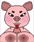 anthro breast_play breasts duo ear_piercing facial_piercing female female_focus freckles licking male male/female nipples nose_piercing nose_ring piercing pink_body pink_skin ring_piercing sex titfuck tongue tongue_out toridiaz domestic_pig mammal suid suine sus_(pig) digital_media_(artwork) pixel_(artwork)