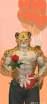 abs anthro biceps blush flower fur fur_markings gift hair holidays male markings multicolored_body multicolored_fur muscular muscular_anthro muscular_male nipples pecs plant rose_(flower) shirtless_male solo spots spotted_body spotted_fur standing two_tone_body two_tone_fur yellow_body yellow_eyes yellow_fur ainro elysium_above valentine's_day cheetah felid feline mammal 2022 6:13 hi_res