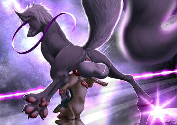 abdominal_bulge anal anal_penetration animal_genitalia animal_penis animal_vulva ass_up balls big_balls big_ears big_penis blue_hair bouncing_balls canine_genitalia canine_penis canine_vulva cosmic_background dominant duo erection eyes_closed feral feral_on_feral fluffy fluffy_tail from_behind_position genitals green_eyes grey_hair hair herm herm/male herm_penetrating herm_penetrating_male huge_balls hyper hyper_balls hyper_genitalia intersex intersex/male intersex_penetrating intersex_penetrating_male knot knot_prodding large_penetration larger_dom looking_pleasured male male_penetrated moon open_mouth orgasm_face paws penetration penile penile_penetration penis sex size_difference smaller_penetrated smile space space_background star tail teeth tongue tongue_out vulva wheelbarrow_position white_hair dark_violet nintendo pokemon canid canine generation_2_pokemon mammal pokemon_(species) quilava hi_res