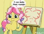 breasts circle dialogue female heart_eyes heart_symbol nipples painting solo text strebiskunk friendship_is_magic hasbro my_little_pony kettle_corn_(mlp) equid equine horse mammal pony english_text