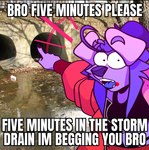 anthro blue_body blue_tongue creek culvert female gasp photo_background shitpost solo storm_drain surprised_expression text tongue bawdybird vtuber sam_(bawdybird) wojak canid canine canis domestic_dog mammal impact_(font) meme photography_(artwork) reaction_image