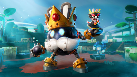 anthro arm_cannon bent_arm black_body black_boots black_clothing black_dress black_eyelids black_footwear black_hair blue_body blue_sclera blue_sky boots clothed clothed_anthro clothed_female clothing crown day dress duo_focus ear_ribbon empty_eyes eyebrows eyelashes facial_hair featureless_feet feet female female_anthro footwear gem gloves grass group hair handwear headgear holding_bomb larger_humanoid larger_male lifting_another light long_ears machine male male_anthro male_humanoid metallic_body mitten_hands motion_lines multicolored_hair muscular muscular_anthro muscular_male mustache narrowed_eyes no_eyebrows noseless open_mouth open_smile orange_eyes outside plant ramp red_clothing red_eyebrows red_eyes red_hair red_shirt red_topwear red_wristband ruby_(gem) sharp_teeth shirt shoes short_hair short_legs size_difference sky smaller_anthro smaller_female smile smiling_at_viewer sparkles squint standing tan_inner_ear teeth text thick_eyebrows title topwear tree two_tone_hair wall_(structure) white_boots white_clothing white_facial_hair white_footwear white_gloves white_handwear white_inner_ear white_mustache yellow_ribbon yves_barthez jewish_mythology mario_bros mario_plus_rabbids_sparks_of_hope mythology nintendo raving_rabbids rayman_(series) ubisoft fieldbreaker kanya_(mario_plus_rabbids) mecha_king_bob-omb bob-omb humanoid lagomorph mammal mythological_creature mythological_golem rabbid robot tidal_golem 16:9 2023 3d_(artwork) 4k absurd_res adobe_photoshop_(artwork) artist_name autodesk_maya_(artwork) character_name colored digital_media_(artwork) english_description english_text hi_res lighting official_art shaded substance_painter_(artwork) widescreen