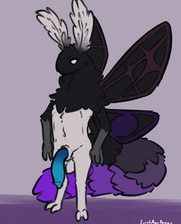 animal_genitalia anthro balls big_penis blue_penis flaccid genitals male penis solo tail sarek_aran_desian arthropod insect lepidopteran moth absurd_res hi_res