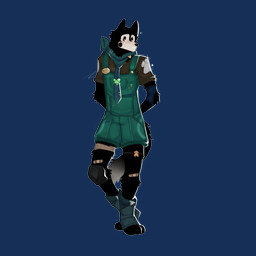 anthro band-aid band-aid_on_knee band-aid_on_leg bandage bandaged_leg black_body black_fur boots clothing digitigrade dipstick_tail footprint footwear freckled_face freckles fur hands_behind_back heartagram kerchief knee_pads male markings medallion mole_(marking) neckerchief necktie neckwear overalls pawprint pie_cut_eyes pouch_(clothing) rim_light shoes short_overalls short_sleeves smile solo tail tail_markings toeless_boots toeless_footwear cerberussenn lee_sweeto_(cerberussenn) canid canine canis mammal wolf 1:1 absurd_res alpha_channel hi_res signature