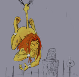 4_fingers 4_toes ankle_wraps arm_tuft arms_bent artifact bent_leg biped black_eyebrows bone breasts brown_spots butt claws digitigrade elbow_tuft eyebrows eyelashes featureless_breasts feet female finger_claws fingers fur fur_tuft grey_background hair hanging_by_tail humanoid_pointy_ears light_body light_fur light_hair long_hair looking_at_object markings medium_breasts messy_hair monotone_breasts mouth_closed multicolored_body multicolored_fur nude nude_female nude_humanoid orange_hair pointy_ears pointy_nose pupils raised_eyebrow sand simple_background skull slit_pupils solo spikes spots spotted_arms spotted_body spotted_fur spotted_legs spotted_markings spotted_shoulders spotted_tail tail tail_markings thick_thighs thinking three-quarter_view toe_claws toes tuft two_tone_body two_tone_fur white_sclera wraps yellow_body yellow_breasts yellow_claws yellow_ears yellow_eyes yellow_fur yellow_tail dravotnogg dc_comics cheetah_(dc) animal_humanoid cheetah_humanoid felid felid_humanoid feline feline_humanoid humanoid mammal mammal_humanoid 2025 colored_sketch digital_drawing_(artwork) digital_media_(artwork) hi_res partially_colored sketch