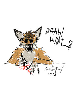 anthro black_eyes brown_hair dialogue dots ear_piercing ears_up empty_eyes fur hair holding_object holding_pencil looking_at_viewer male nails open_mouth orange_body orange_fur pencil_(object) piercing question_mark solo teeth teeth_showing text white_body white_fur bartek22 chris_the_fox_(bartek22) canid canine fox mammal 4:5 absurd_res hi_res