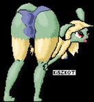 butt clothing female fur green_body green_fur nipple_tape panties panties_bulge pasties rear_view red_eyes solo tape tongue tongue_out underwear yellow_body yellow_fur kiszkot yash_nu mammal rodent absurd_res alpha_channel digital_media_(artwork) hi_res pixel_(artwork)