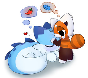 anthro anthro_on_feral anthro_penetrating anthro_penetrating_feral bestiality blue_body blue_fur eyes_closed feral feral_penetrated fur genitals heart_reaction heart_symbol interspecies male oral oral_penetration orange_body orange_fur penetration penis sex simple_background thought_bubble white_background young young_anthro young_male young_penetrating brainrotter101 palworld pocketpair austin_(brainrotter101) ailurid chillet mammal pal_(species) red_panda 2026 hi_res pictographics