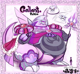 ambiguous_gender anthro cape clothing macro melee_weapon obese overweight polearm solo trident weapon revofreverie nintendo pokemon generation_4_pokemon legendary_pokemon palkia pokemon_(species) hi_res