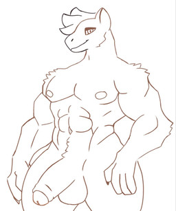 4_fingers abs anthro balls fingers genitals half-erect male muscular muscular_anthro muscular_male nipples penis solo standing capiback capibi_(capiback) capybara caviid mammal rodent hi_res unfinished