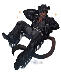 clothed clothing cowboy_hat eyebrows facial_hair hair hat headgear headwear male red_eyes simple_background solo tail white_background plna final_fantasy final_fantasy_xiv square_enix felid feline humanoid mammal miqo'te tailed_humanoid hi_res