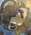 anthro big_breasts breasts extreme_size_difference genitals gynomorph huge_breasts hyper hyper_breasts hyper_genitalia intersex looming macro sea size_difference solo tail water megfluff skunkette_(megfluff) mammal mephitid skunk hi_res