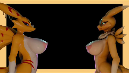 anthro areola big_breasts breast_squish breasts breasts_frottage competition duo ear_piercing ear_ring echo female female/female genitals huge_breasts lying moan music nipples nipples_touching nude on_back piercing pink_areola pink_nipples ring_piercing selfcest sex sexual_competition sexual_fight simple_background spread_legs spreading square_crossover squish text tribadism vaginal vulva alegnamonoriginal sound_warning mayosplash_(modeler) warfaremachine_(modeler) bandai_namco digimon alegnamon_(alegnamonoriginal) digi_(yourdigimongirl) warfare_renamon canid digimon_(species) mammal renamon 3d_(artwork) 3d_animation animated background_music credits digital_media_(artwork) english_description english_text long_playtime sound video